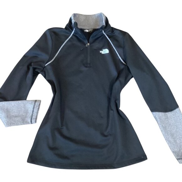 The North Face Women's 1/4 Zip Pullover Top Sz M Black/Gray #327B - Picture 1 of 10